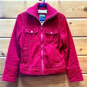 AR brand - Red corduroy fleece lined bomber jean-style jacket